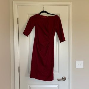 Ruby Belle Burgundy herringbone Fall Midi Dress - US 2 UK 6